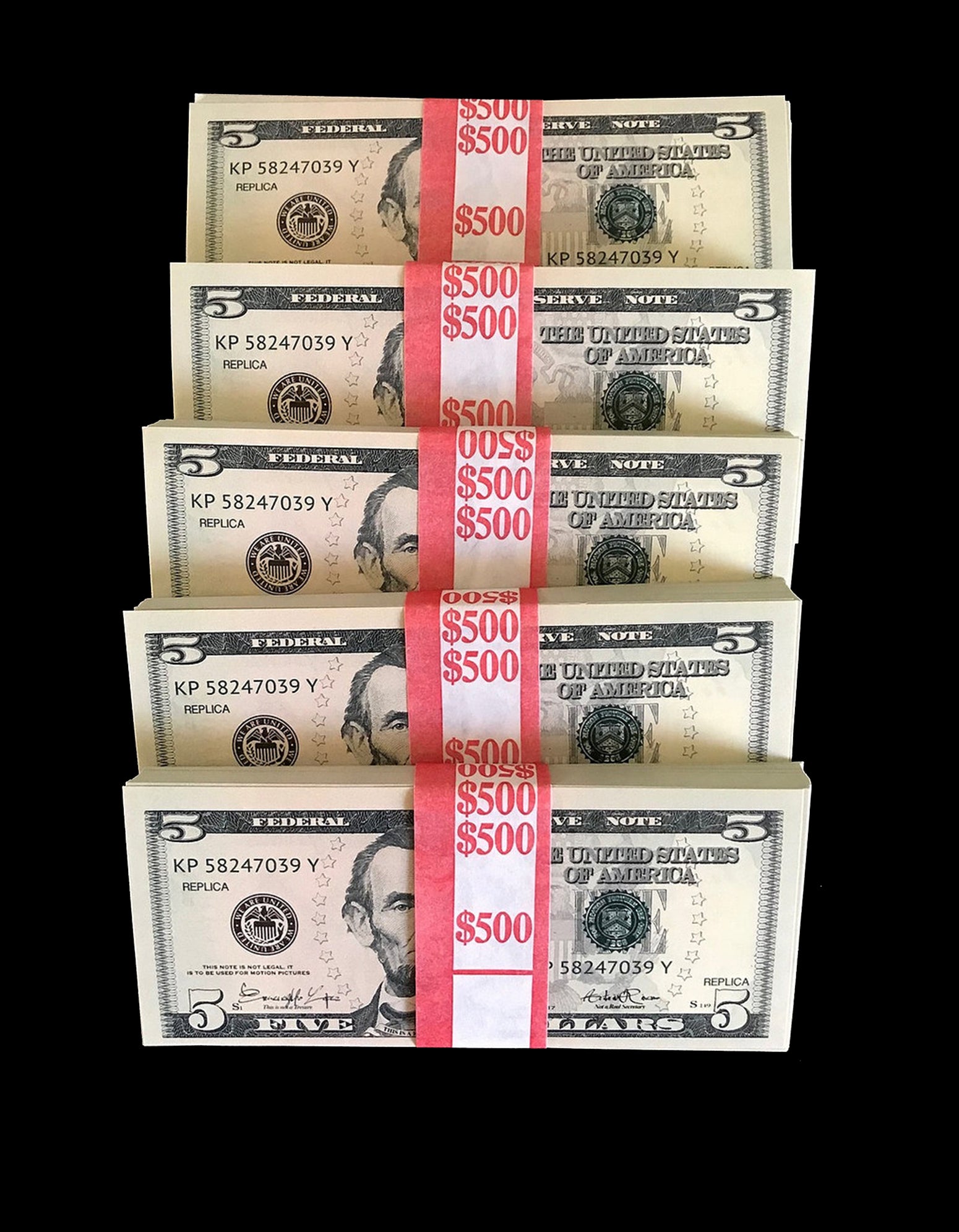 $2500, 5 Stacks Bundle of 5s (New Style) - PropVin
